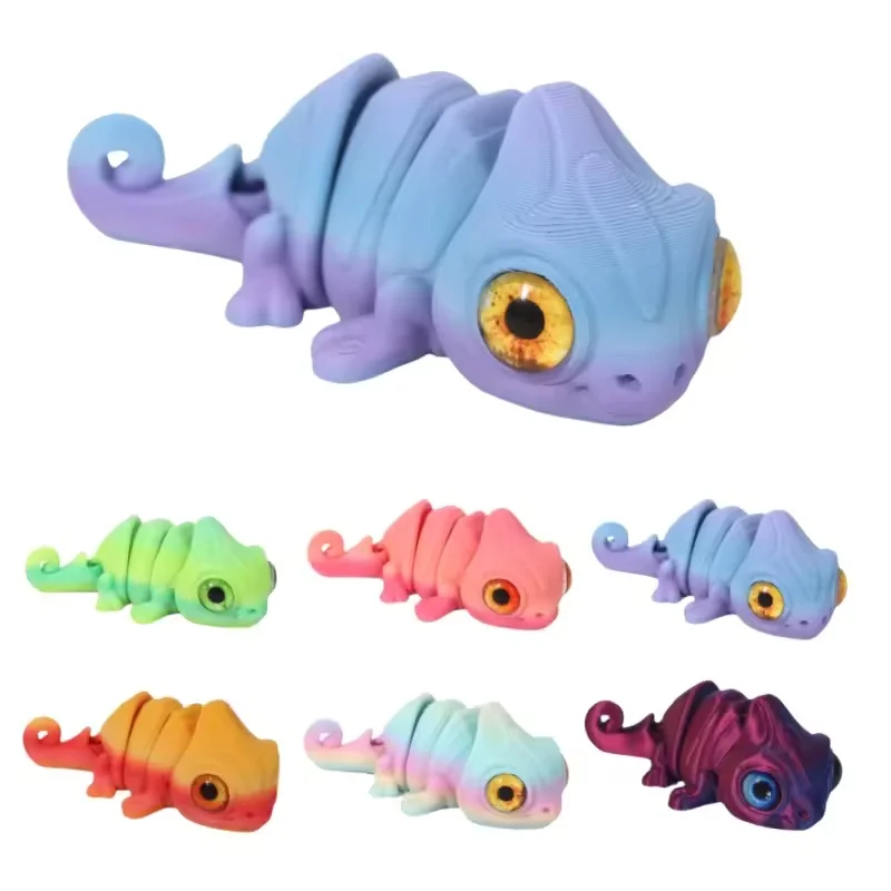 Multi-joint Movable 3D Printing Chameleon Miniatures Simulation Animal Tabletop Crafts Accessories Living Room Decoration