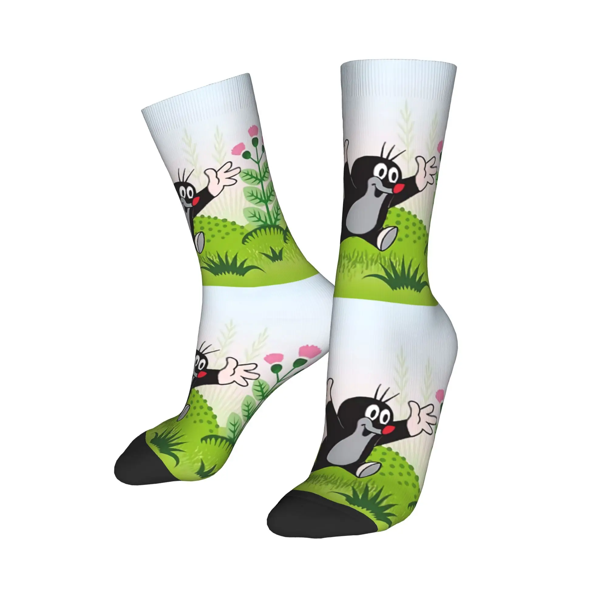 Custom Happy Mole Cartoon Men Women Crew Socks Unisex Kawaii Krtek Little Maulwurf Spring Summer Autumn Winter Dress Socks
