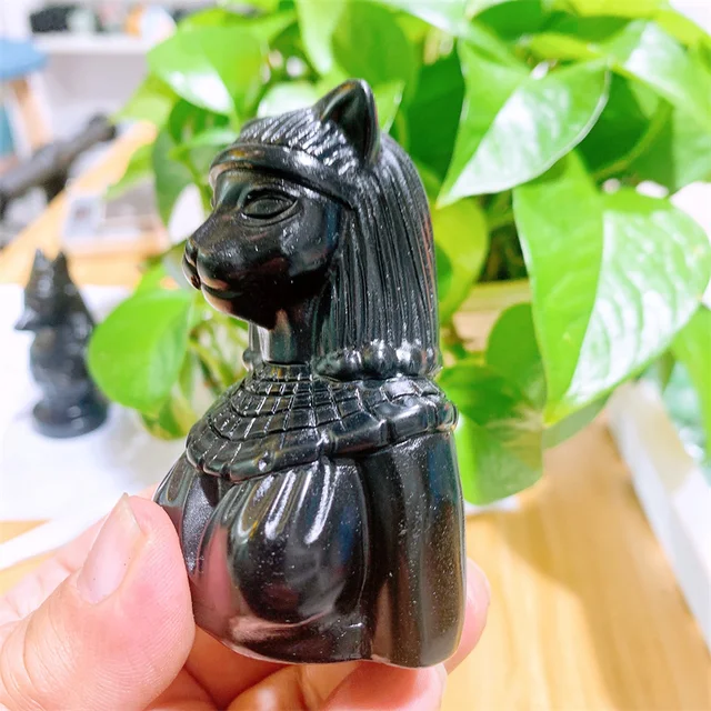 Natural Black Obsidian Egyptian Cat Woman Carving Hand Crystal Carved Figurine Energy Gemstone Crafts Home Decoration Gift 1pcs 5 Natural Black Obsidian Egyptian Cat Woman Carving Hand Crystal Carved Figurine Energy Gemstone Crafts Home Decoration Gift 1pcs 5