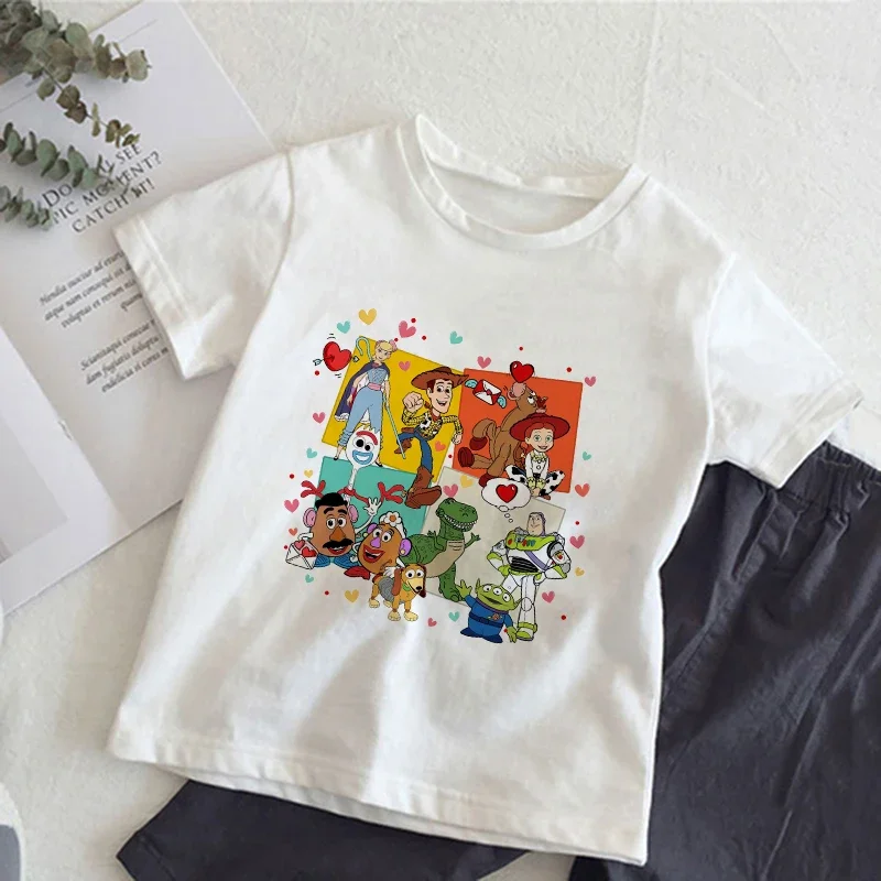 Toy Story Children T-Shirt Summer Clothes Woody Buzz Lightyear Kawaii Anime Cartoons Kids Boy Girl T Shirt Casual Tops