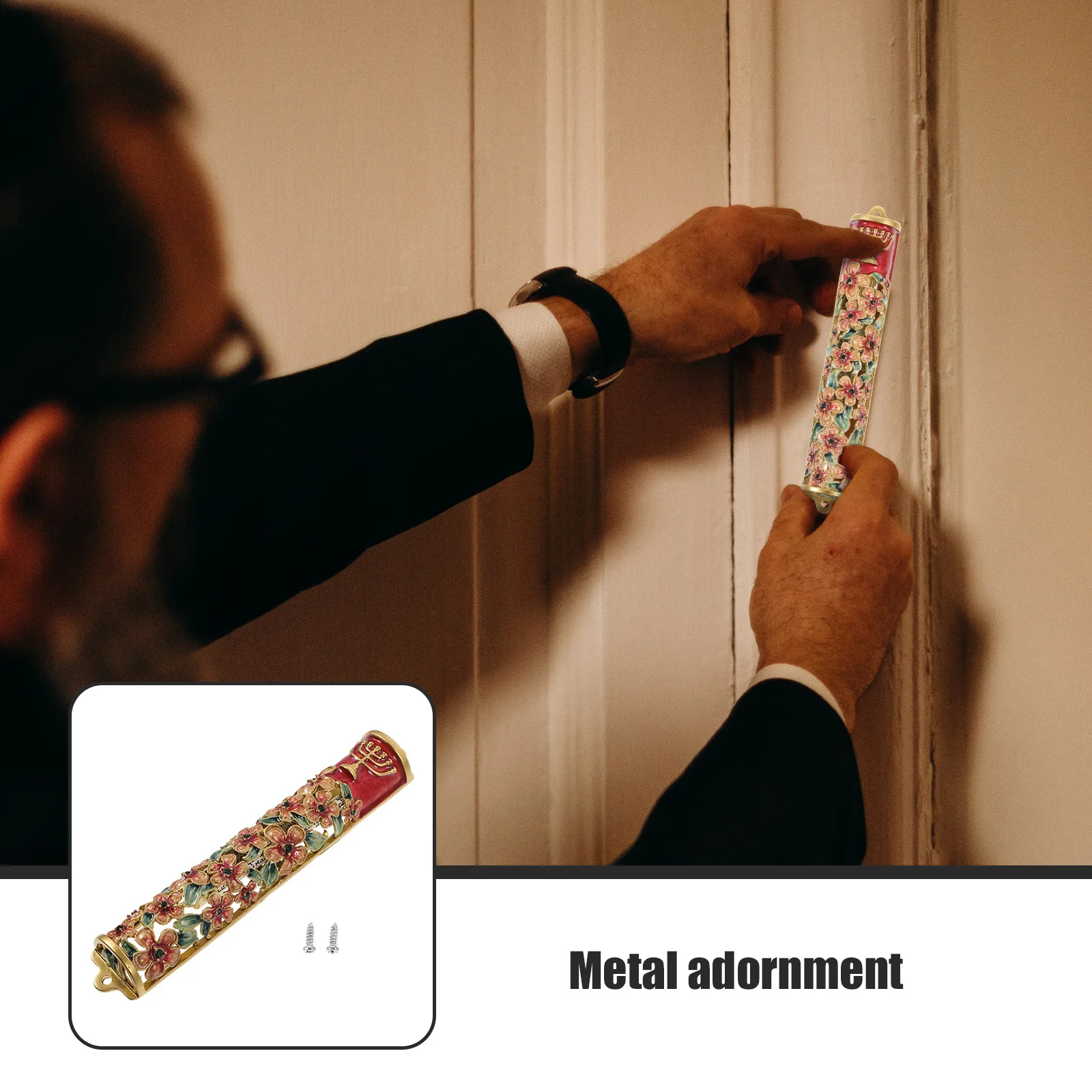 

Mezuzah for Blessing and Decor Metal Cover with Scroll Jewish Door Plaque Retro Spiritual Accent Ornament New Design