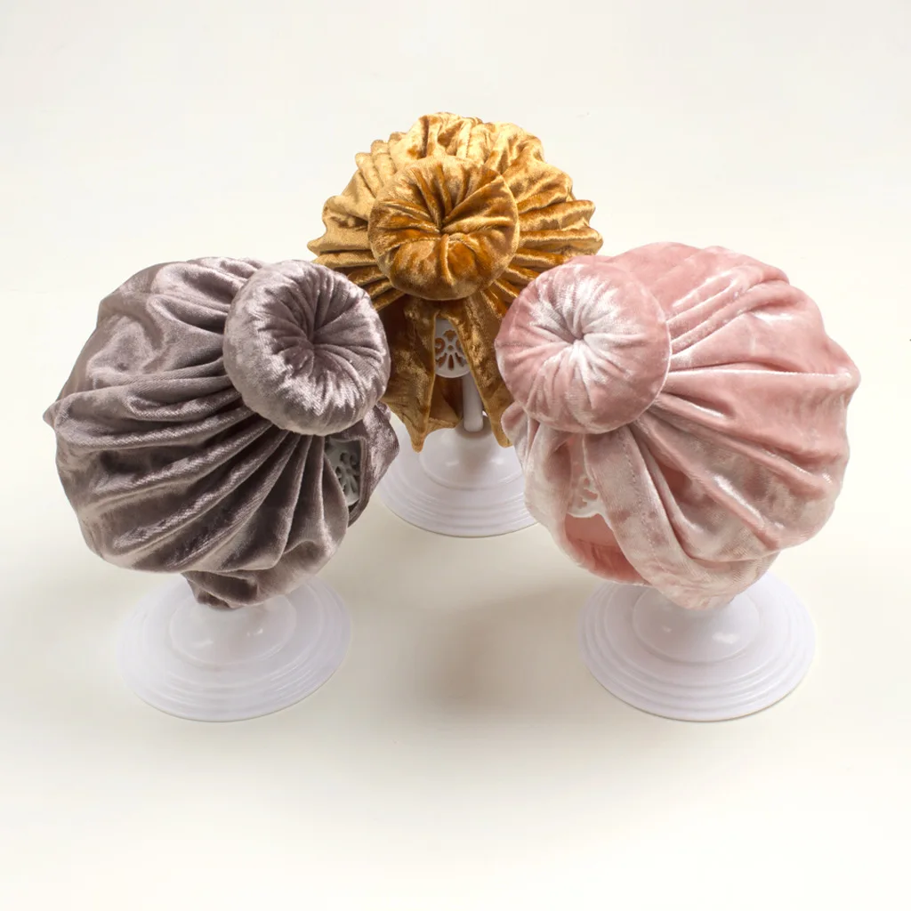 Newborn Velvet Hats Solid Color Donut Turban Hat Warm Soft Autumn Winter Cap for Baby Boys and Girls Hair Accessories