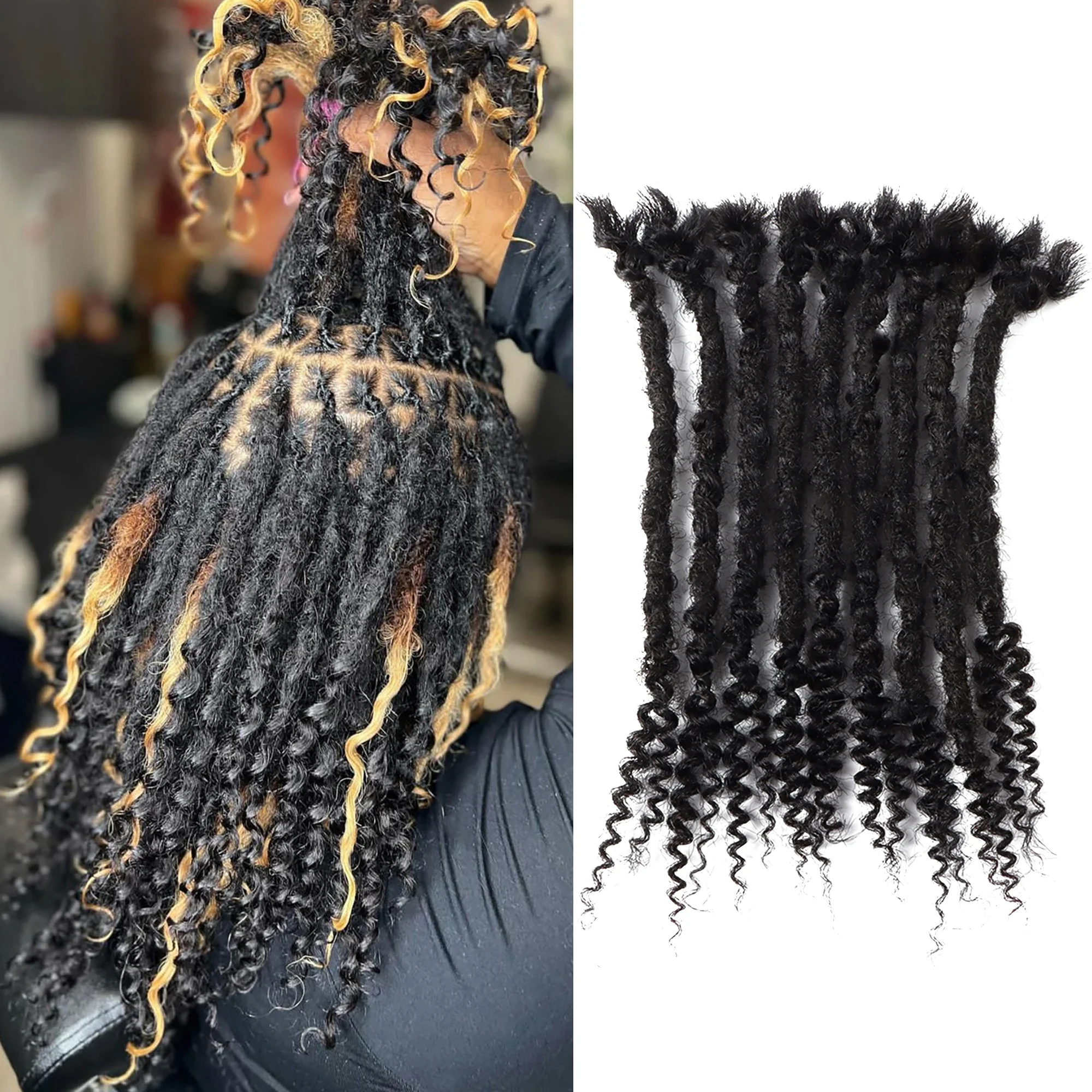 Orientfashion textured locks extension crochet hair human hair dread loc 0.4cm 0.6cm 0.8cm 80Pcs human hair loc extensions human