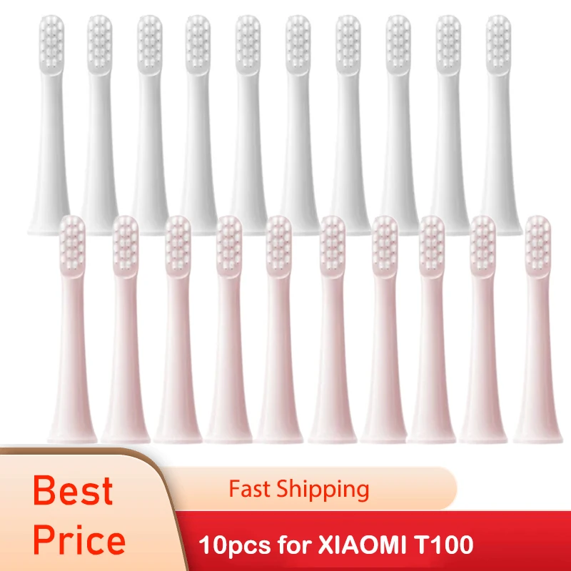 10PCS For XIAOMI MIJIA T100 Replacement Brush Heads Sonic Electric Toothbrush Vacuum DuPont Soft Bristle Suitable Nozzles