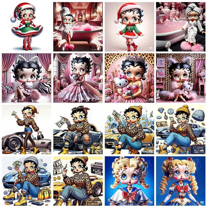 5D DIY Cartoon Girl Diamond Painting Kit Betty Miss Cross Embroidery Handmade Diamond Mosaic Art Gift