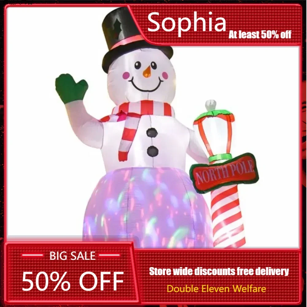 Christmas snowman, snowman inflatable toy to create a festive atmosphere, 4 B2 LED lights and 1 IC control color light