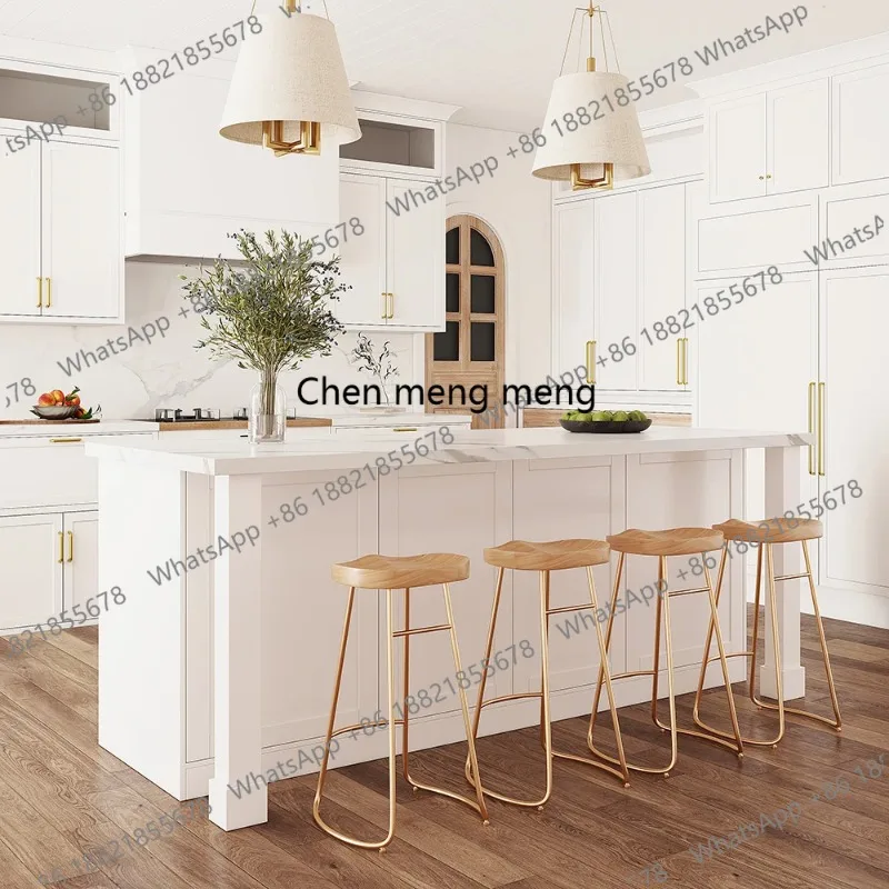 

Modern Melamine Board Kitchen lsland White with Wine Storage Dining Table