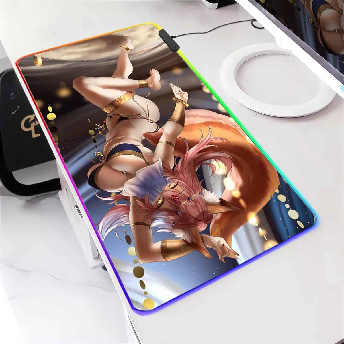 

Anime C_Capsule S_Servant Large Non-slip Mouse Pad LED Backlit Tamamo no Mae RGB Mouse Pad Overwatched Table Game Keyboard Mat