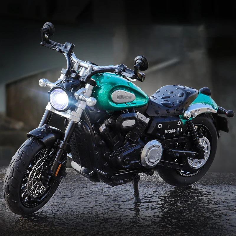 1:12 Benda Chinchilla HY300 Alloy Motorcycle Model Diecast Metal Toy Simulation Classic Vehicle Model Sound Light Collection