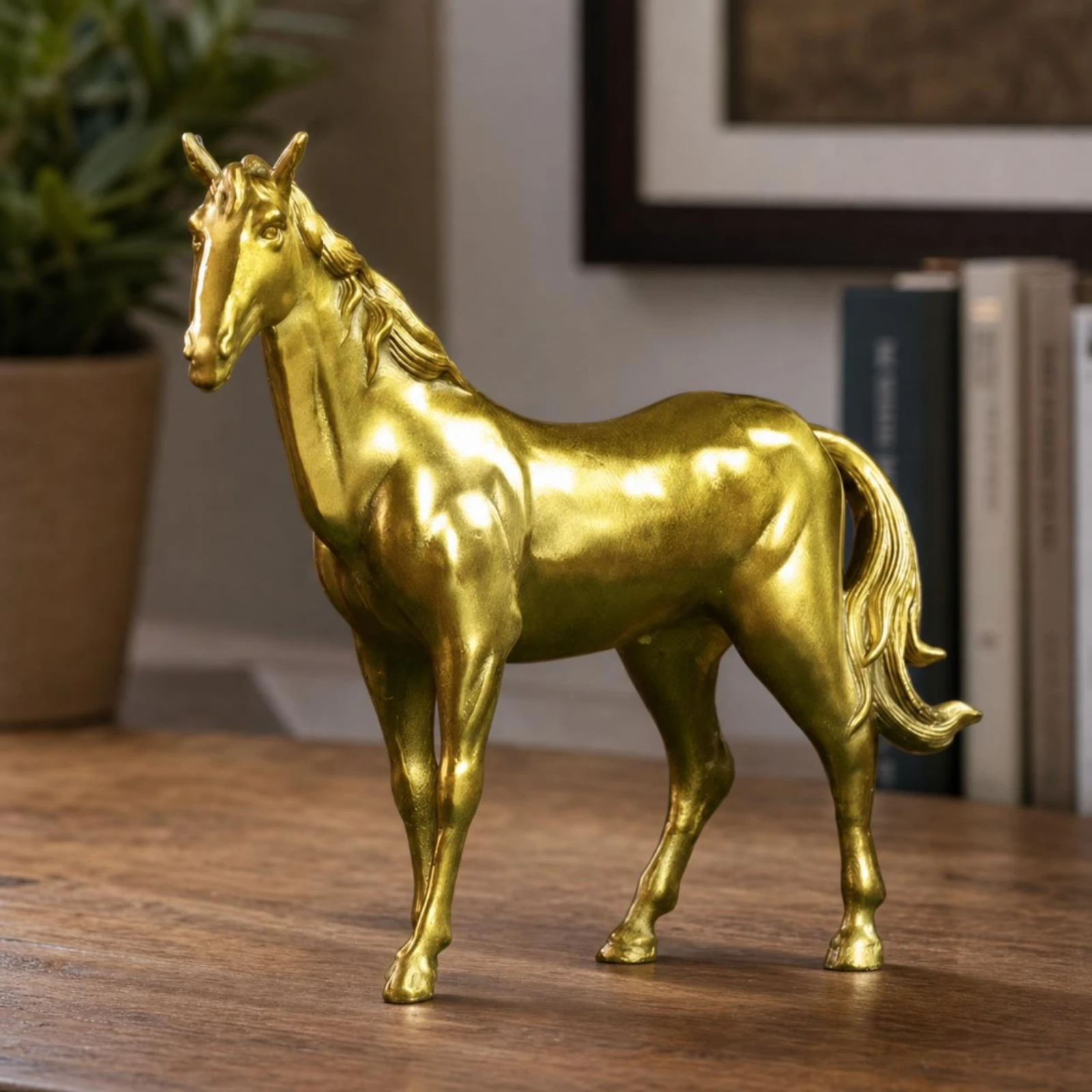 Brass Horse Figurine Polished Standing Horse Sculpture Home Decor Long-Lasting Fade Resistant for Office Display view 6