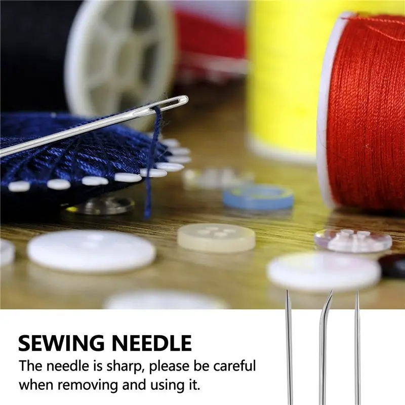 ABJS 7 Repair Sewing Needles Curved Threader for Leather Canvas Stainless Steel Silver