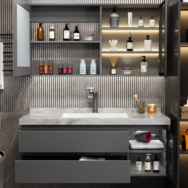 

Bathroom Vanity With Sink Narrow Furniture Column Storage Closed Toilet Cabinet Washbasin Under The Medicine White Floor Kitchen