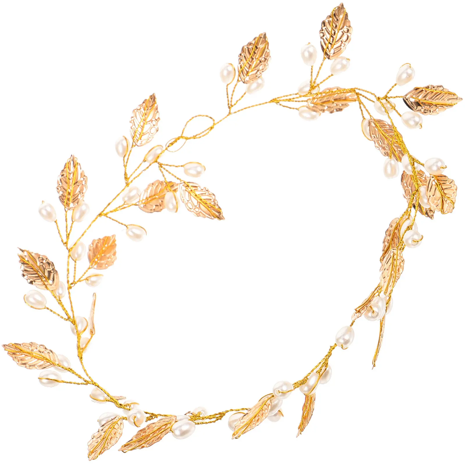 

Pearl Hair Vine Elegant Faux Pearls Metal Leaves Bridal Headwear for Wedding Beach Party Evening Banquet Photo Shoot Bride