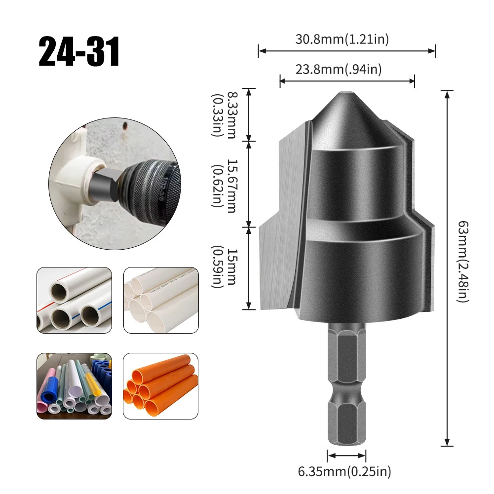 6.35 มม.PPR Lifting Stepped เจาะ Bit Hexagon Shank น้ําท่อเชื่อมต่อเครื่องมือเปิดเต็มรูปแบบกระบวนการขยายซ่อมเจาะบิต