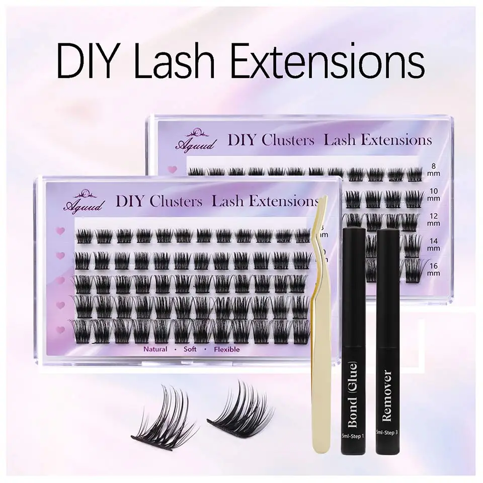 Aguud Diy Wimpers Extensie Kit Cluster Extension Set Met Lash Lijm Lash Bond En Seal Make-Up Tools Flalse Wimpers Pincet