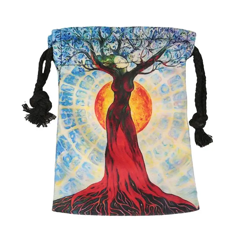 Tarot Card Pouch Drawstring Tarot Cards Bag Tarot Cards Fabric Bag Jewelry Pouch With Digital Printing 13X18Cm Multifunction