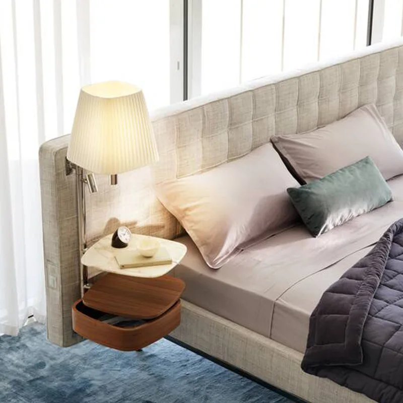 Personalización de cama de boda de cama de dormitorio principal de villa de piso plano grande de estilo italiano