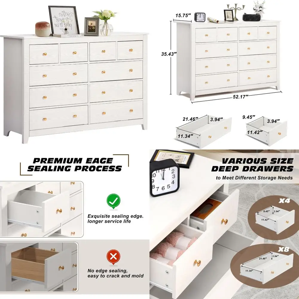 10 drawer dresser for bedroom,wood chest of drawers with smooth metal rail,large dressers,modern bedroom dressers with 10 drawe