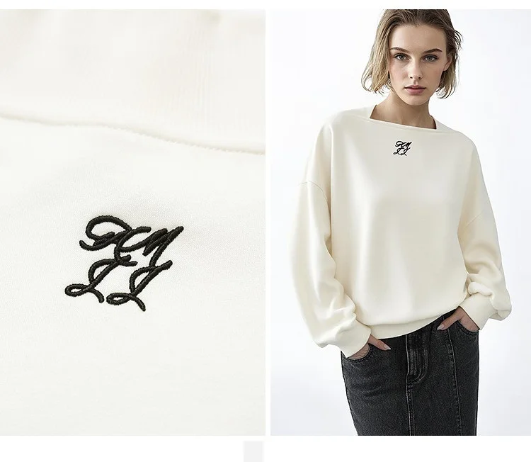 Amii Women's Oversize Sweatshirt Long Sleeve Letter Graphic Drop Shoulder Casual Loose Tops 2026 Autumn Female Clothing 12623134