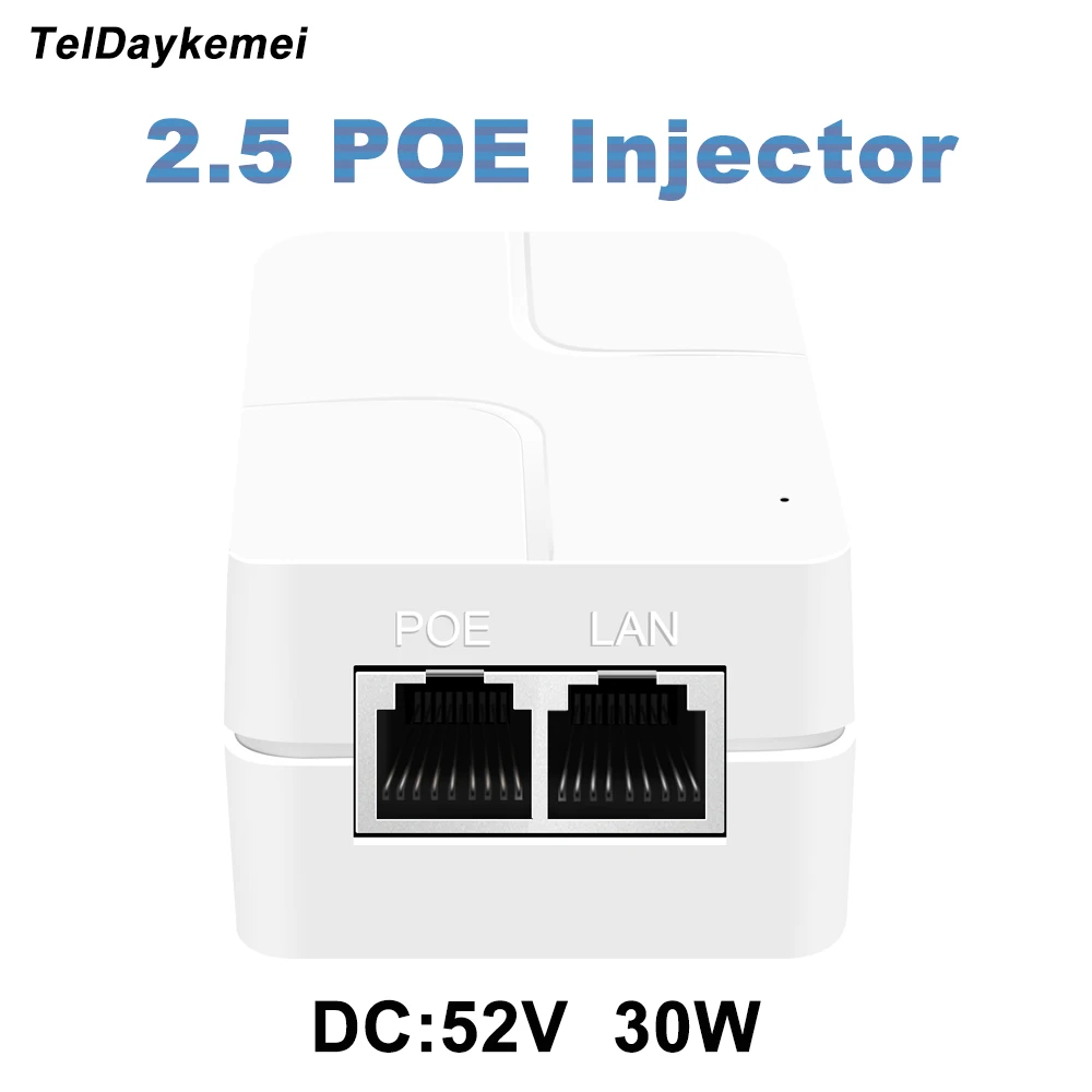 

Gigabit Ethernet PoE Adapter 2.5G POE Injector 52V 30W 10/100/1000/2500Mbps For IP Phone / Camera Power Supply Charger