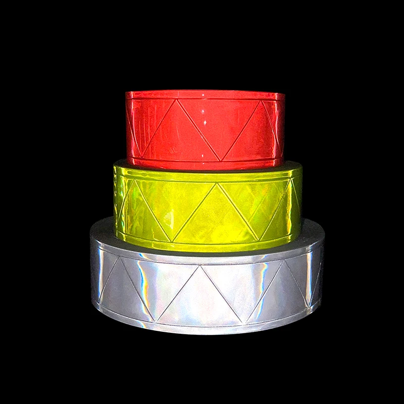 VOOFENG Microprismatic Reflective PVC Tape W Shape Colorful Warning Tape Sewing on Clothes Bag Cap