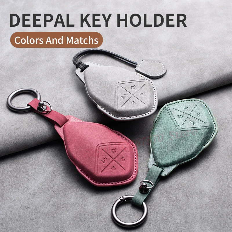 Leather Car Key Fob Cover Shell For Changan Deepal S7 SL03 G318 Smart Key Case Auto Accessories 2023 2024 4 Buttons