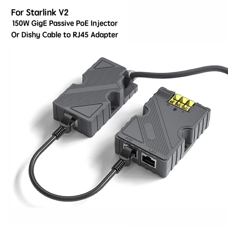 For Starlink Dishy Cable Adapter To RJ45 And 150W Gige Passive Poe Injector For Starlink V2 To Poe Injector