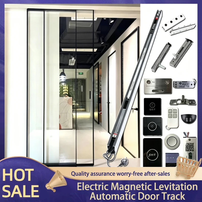 Smart Electric Voice Control Magnetic Levitation Automatic Top Hanging Sliding Door For Bedroom Single Opening Hardware Kit