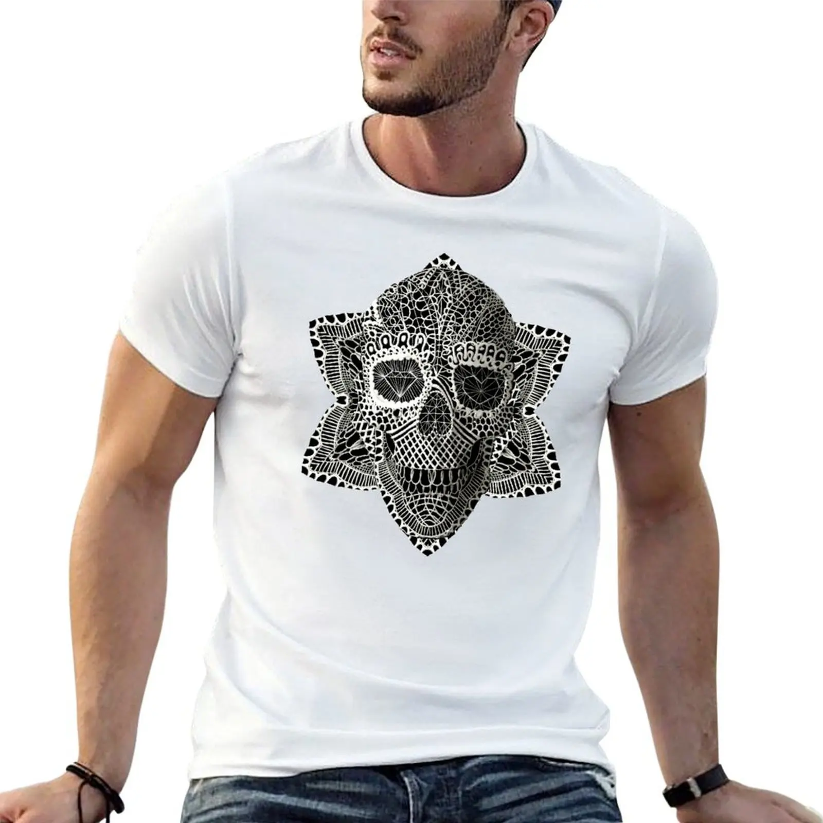 Lace Skull T-Shirt man t shirt heavy cotton man t shirts high quality luxury brand t shirts for man graphic vintage T-shirt