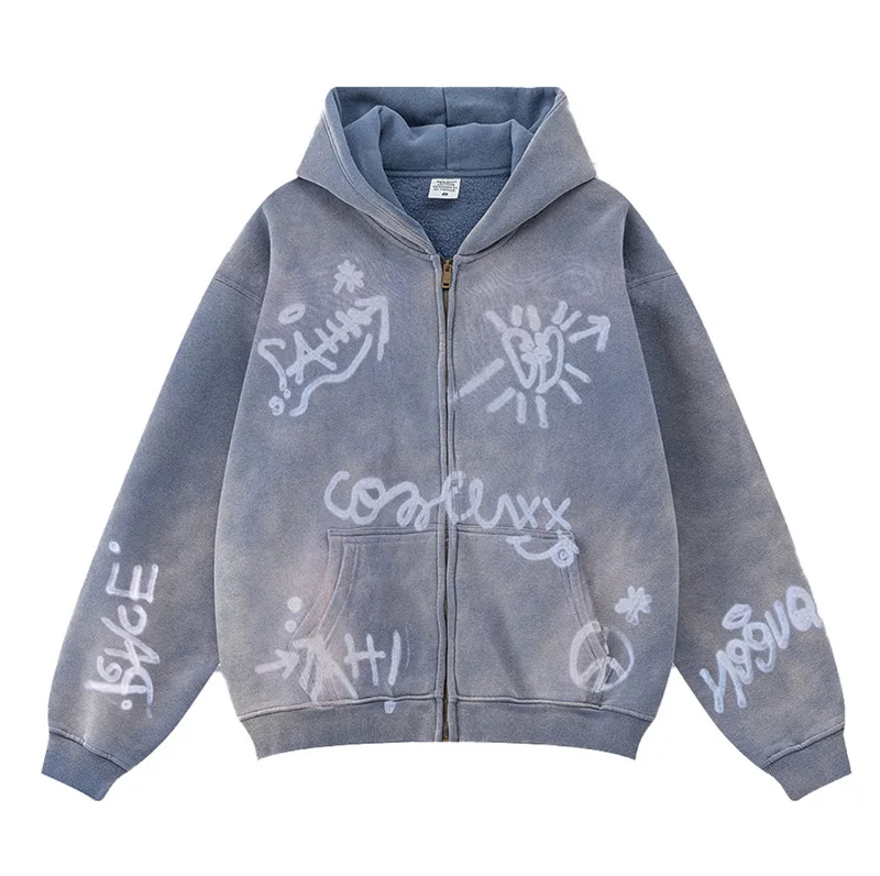 

2026 новая стильная толстовка для мужчин и женщин, свитер в уличном стиле с граффити, свободный, модный пуловер в стиле хип-хоп, топ