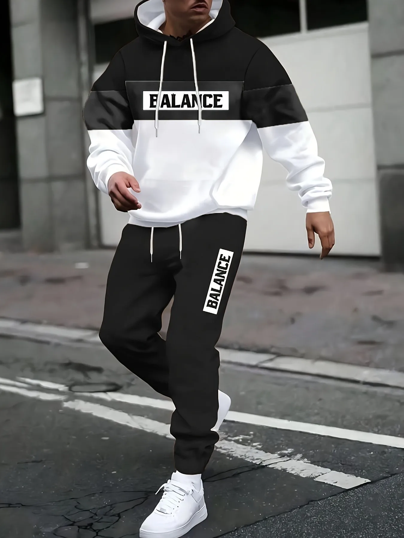 2026 Autumn/Winter Men's Hooded Sweatshirt and Pants Set - Casual and Fashionable Highly Versatile 3D Pattern Print