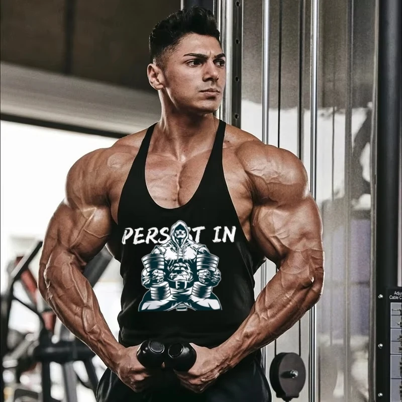 

2025 Новинка! Мужская майка для бодибилдинга в тренажерном зале — хлопковый тренировочный жилет без рукавов, рубашка для фитнеса для бега