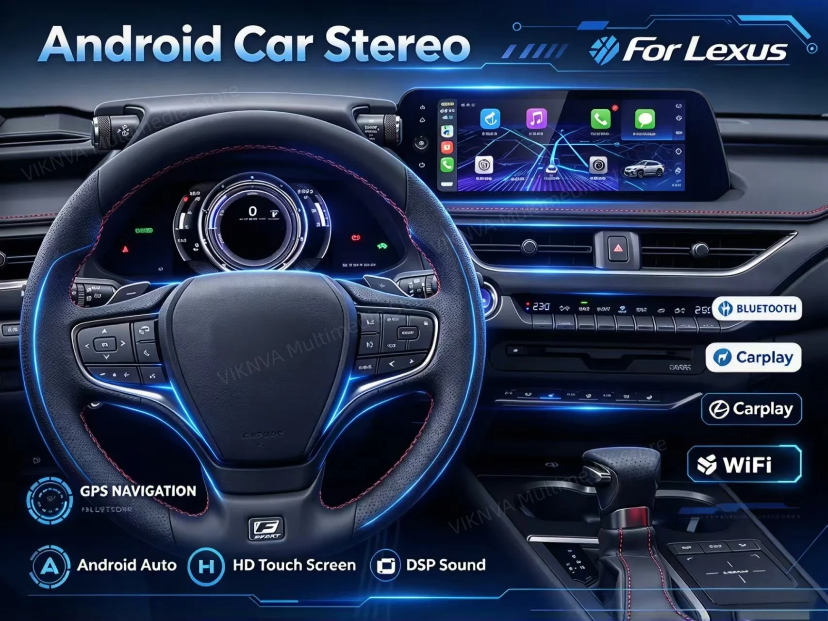 Android 14 8+128G Qualcomm Auto Carplay Car Dvd Player For LEXUS ES ES200 ES300H ES250 ES350 Radio Navigation Multimedia Stereo