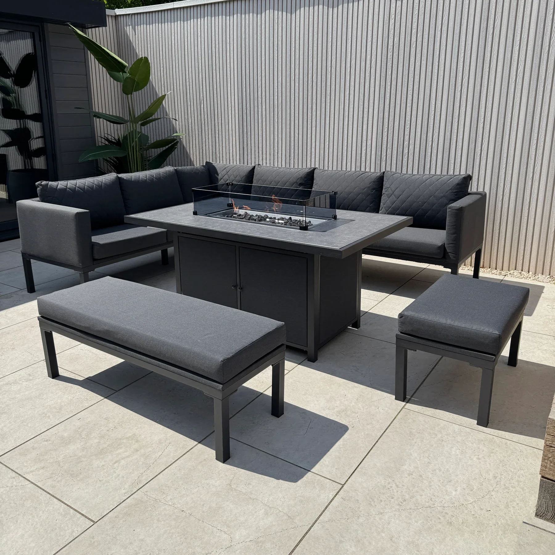 Modern Aluminum Outdoor Garden Sofa Corner Set with Rising Table Durable & Waterproof Eco-Friendly for General Usepromote sales