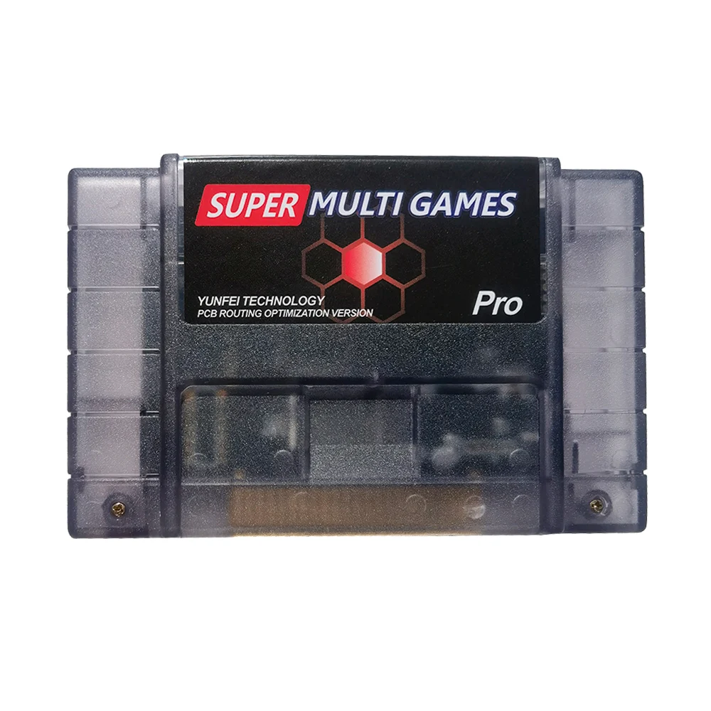 Premium DIY Multi Card Cartridge 900 in 1 Clear Black Shell for SNES 16 Bit USA NTSC Version Video Game Console