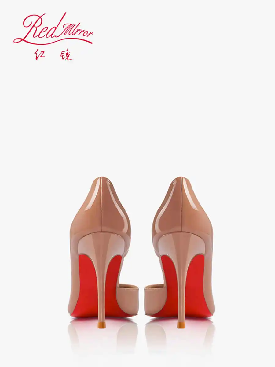 Women heels 43 shoes woman 2024 trend Red Shiny Bottoms High Heels Pointed Toe luxury Brand Pumps Ladies Leather Elegant Women