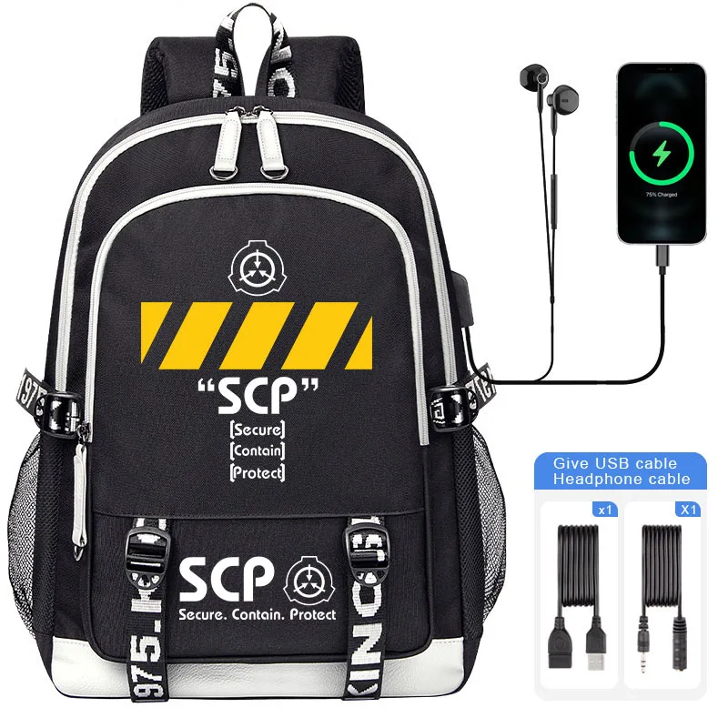 SCP Secure Contain Protect Boy Girl Backpack Large capacity Children Schoolbag Laptop Bag Waterproof USB Charging Backpack