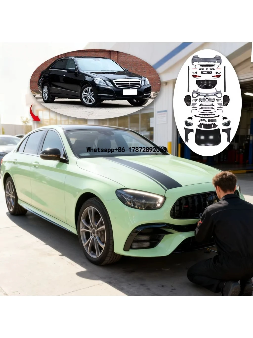 Body Kit for  E Class W212 2010-2016 up to 2024 W213  Style Plug and Play Bumper LED Headlight E200 E260 E300
