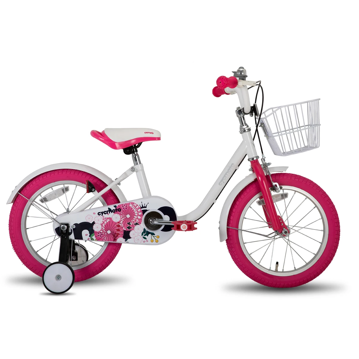 JOYSTAR meisjesfiets voor peuters en kinderen van 2-7 jaar oud, 12 14 16 inch kinderfiets met zijwieltjes, handrem en mand,