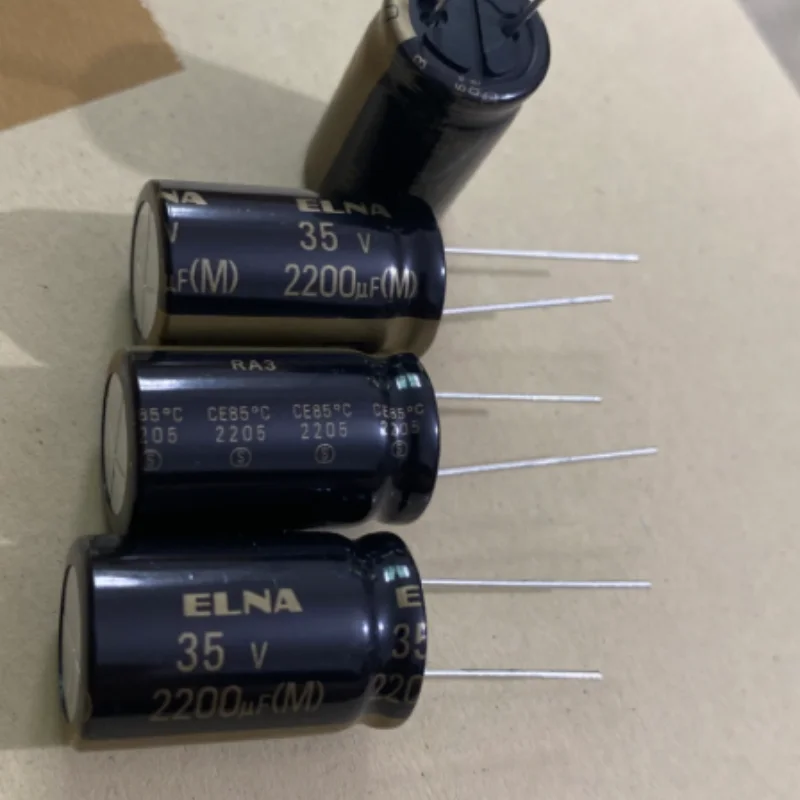 10PCS-100PCS  2200UF 35V Japanese Ina ELNA Audio Capacitor 35V2200UF 16 * 25 RA3 Black Gold