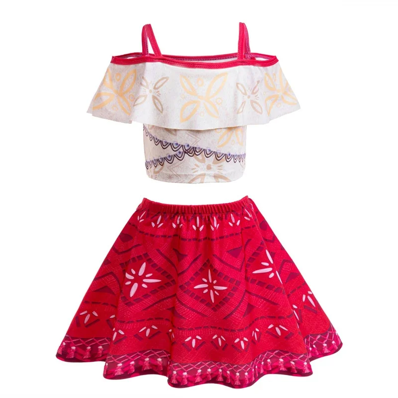 Summer 2025 New Princess Moana Girls Swimsuits Vacation Children's Swimwear Holiday Party Kids Beach Bikini Two-piece Swimsuit