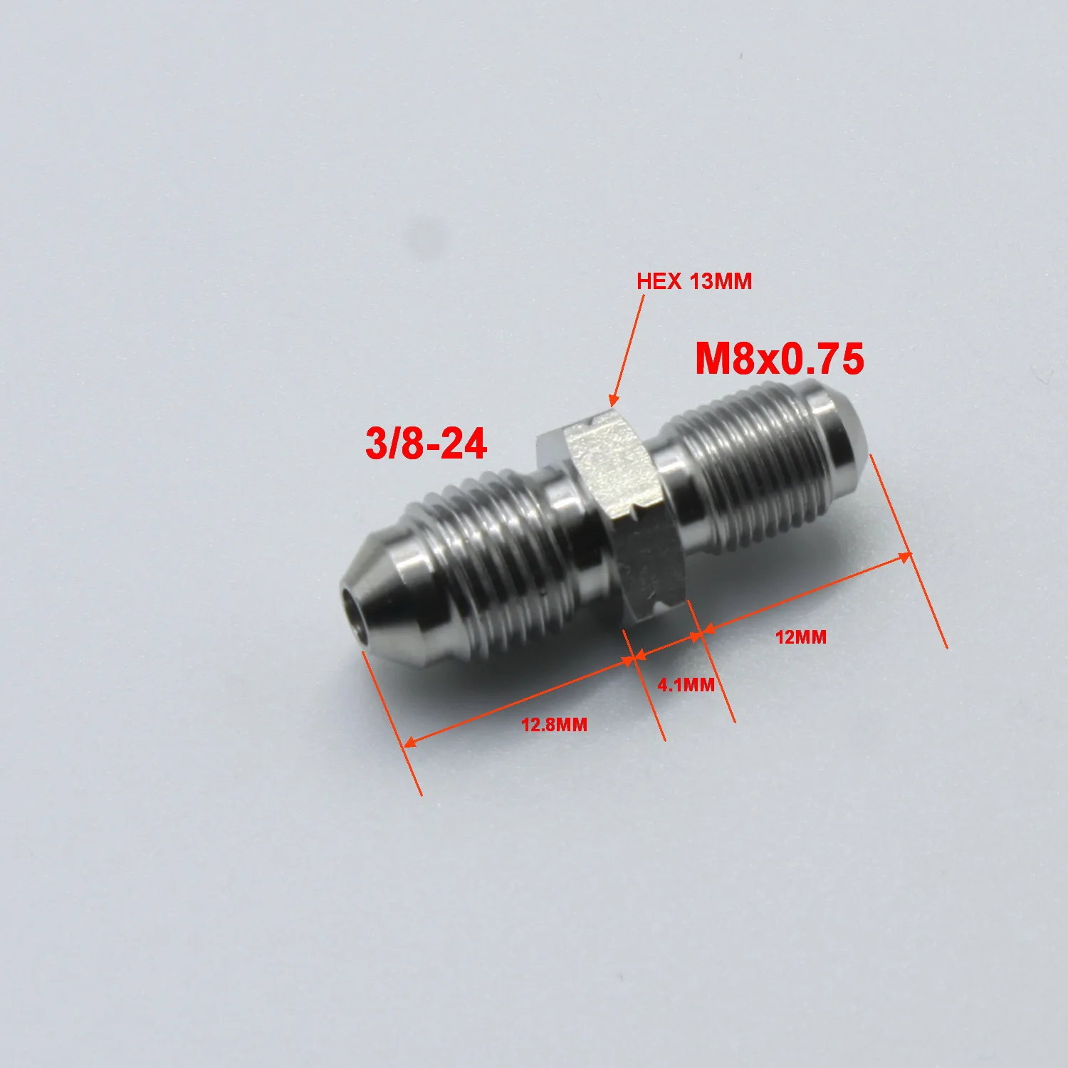 Stainless AN3 3/8-24unf Male To M8X0.75 Male Brake Adapter