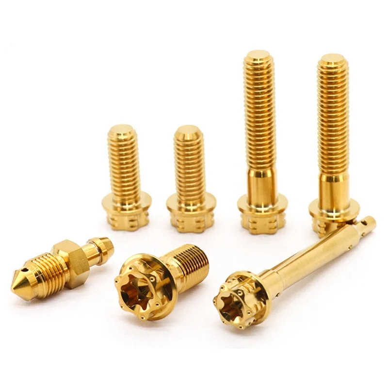 7-Piece Set TC4 Titanium Alloy Brake Caliper Torx Head Screws Set Motorcycle Modification Titanium Bolts