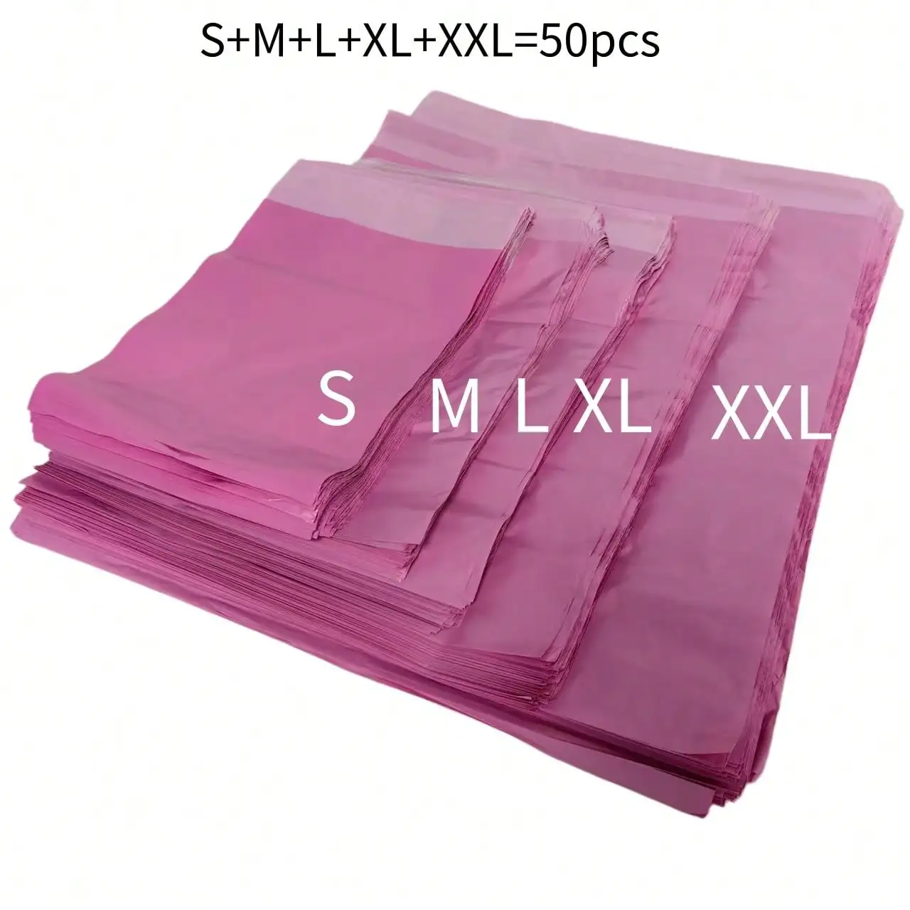 Mixed Pack Of 50/30 Pink Courier Bags, Ultra-Tough Self-Adhesive Shipping Bags, Waterproof Polyethylene Mailing Bags, Suitable For Clothing And Large Parcels.