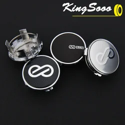 4PCS ENKEI Center Cap Rim Wheel Cap 62mm OD / 56mm Clip ENKEI Emblem Sticker Wheel Cover Caps Hub Cap Black & Silver