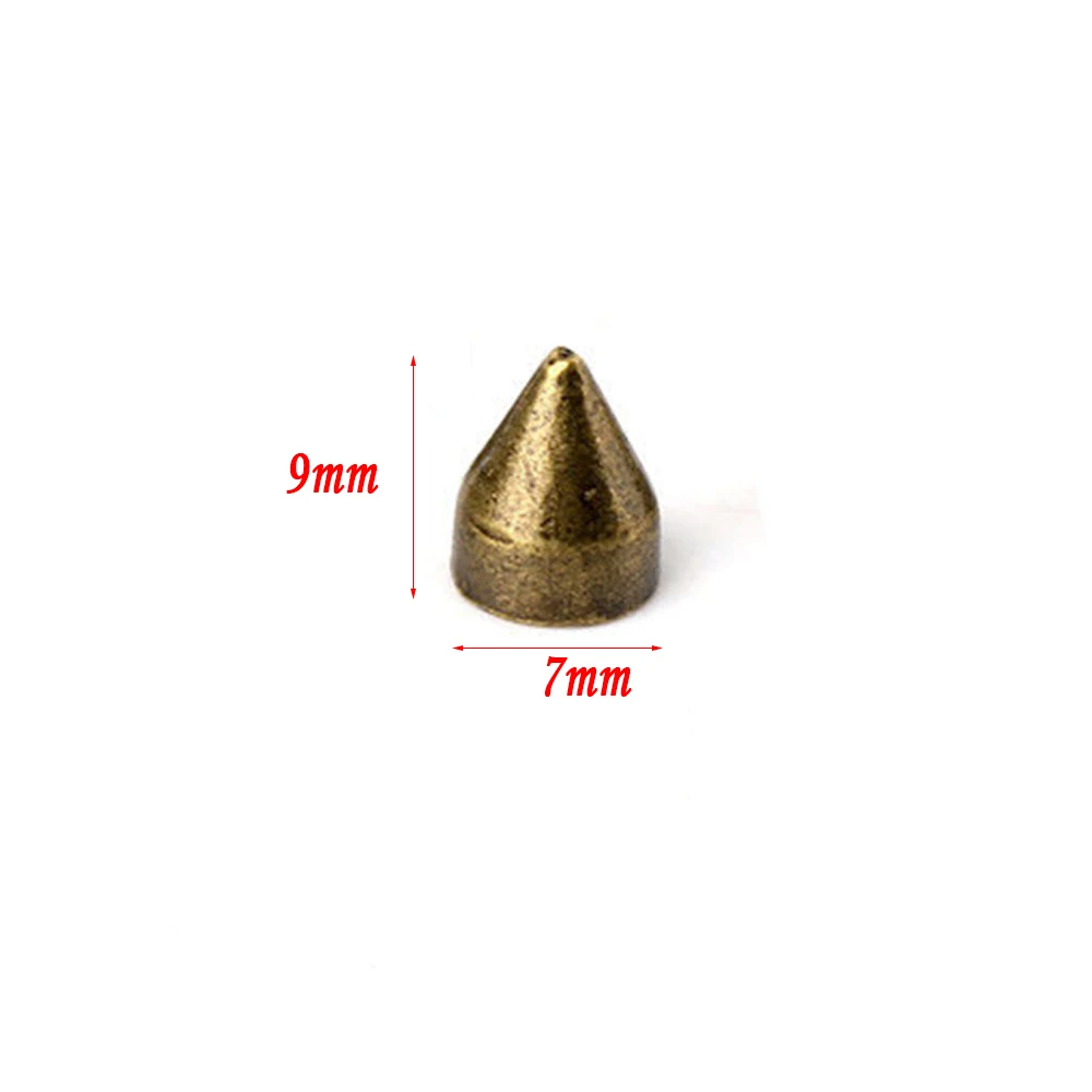 7*9mm 100set Bronze Punk Spike Alloy Spikes Cone Screwback Metal Studs Leathercraft Rivet Bullet Spike Punk spots
