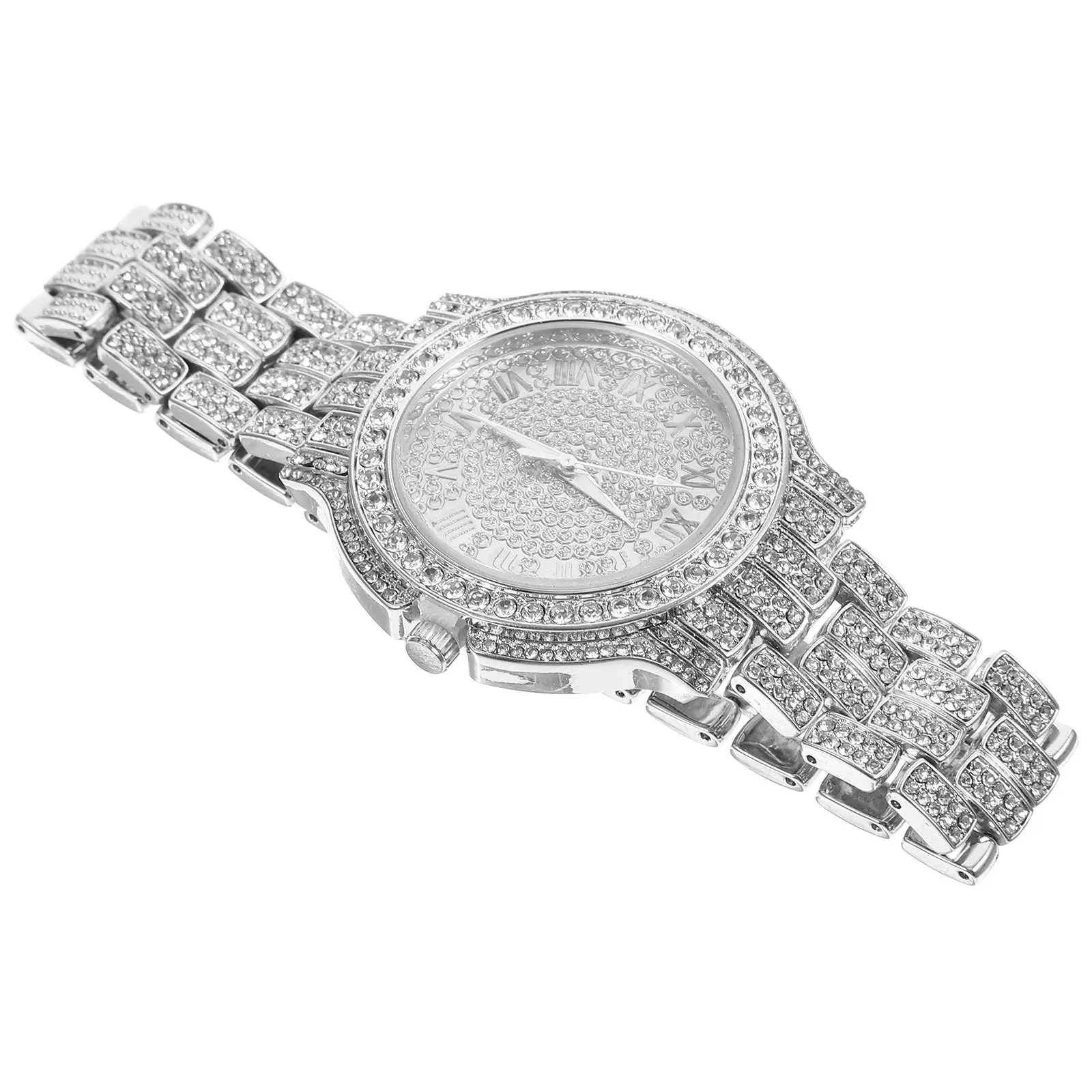 

Fashionable Rhinestone Ladies Quartz Wrist Watch Roman Numeral Dial Exquisite Adjustable Belt Elegant Women Casual Accessory