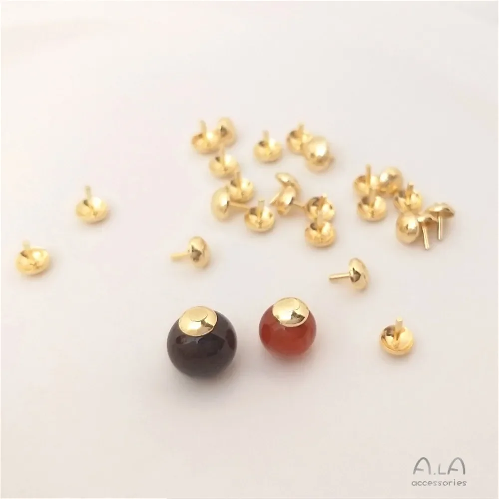 14K Gold Color Plated Bead plug hair nail crystal pearl hole plug manual DIY scattered beads accessories