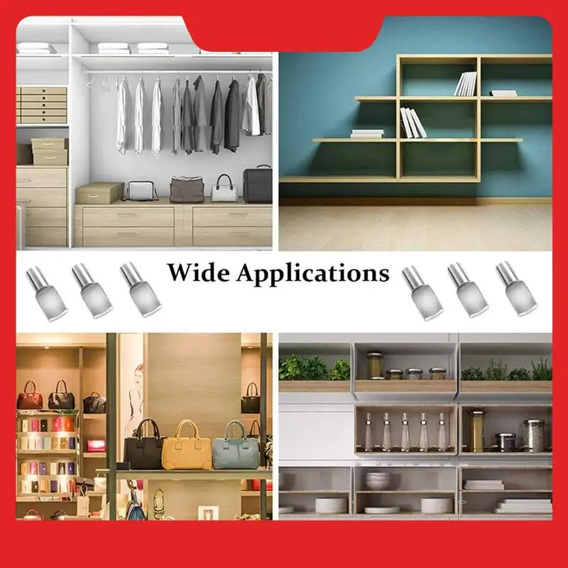 1 Set 5Mm Cabinet Shelf Support Pegs Spoon Shape Metal Shelf Pins Bracket Support Pins For Shelves, 100Pcs Silver Color