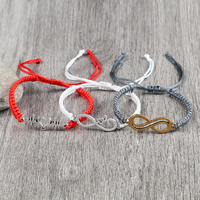 Alloy Infinity Braided Bracelet Red Black Thread Adjustable Handmade Lucky Bracelets & Bangles Men Women Yoga Charm Jewelry Gift